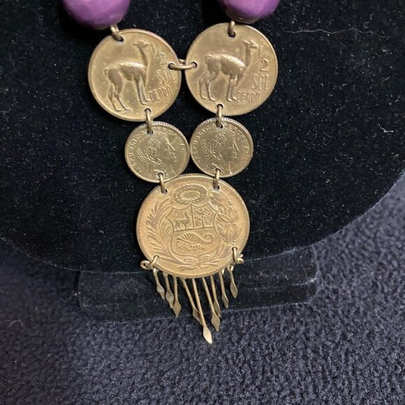 Vintage Peruvian Coin Necklace - Picture 2 of 9